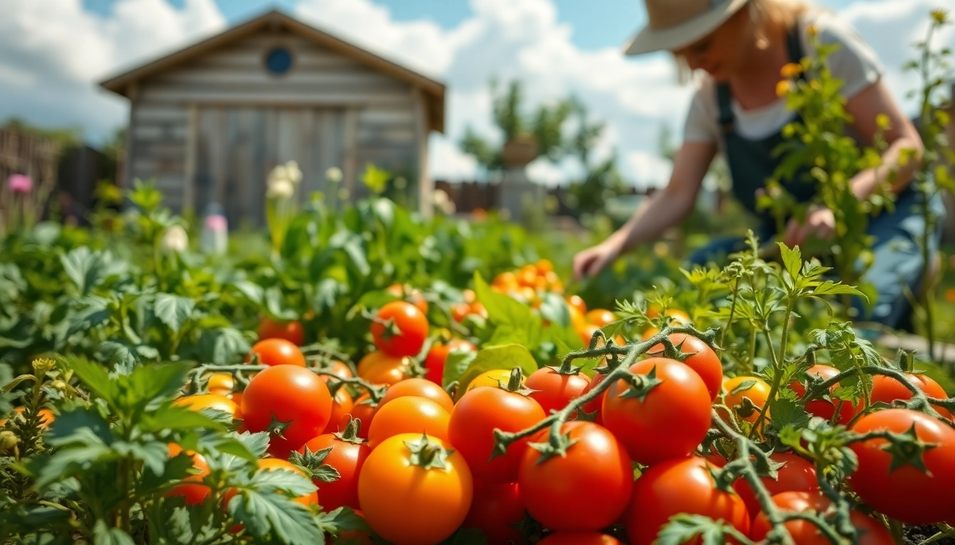 Gardening vegetables thriving in a vibrant garden with a gardener tending to them.