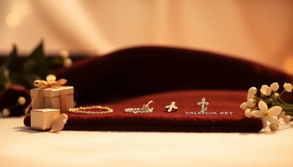 Showcase of VALENCIA KEY jewelry displaying earrings and pendants at https://valenciakey.es.