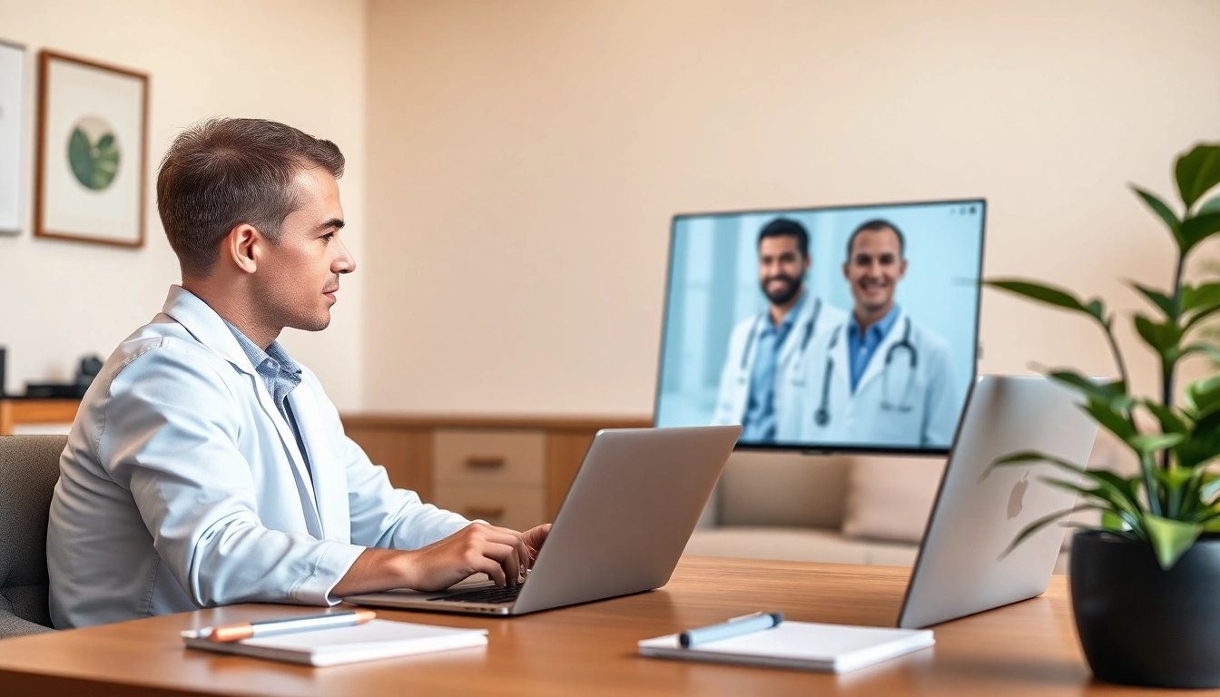 DMMオンラインクリニック AGA 口コミ テレヘルス診療：オンラインで医師に相談する若い男性患者の様子