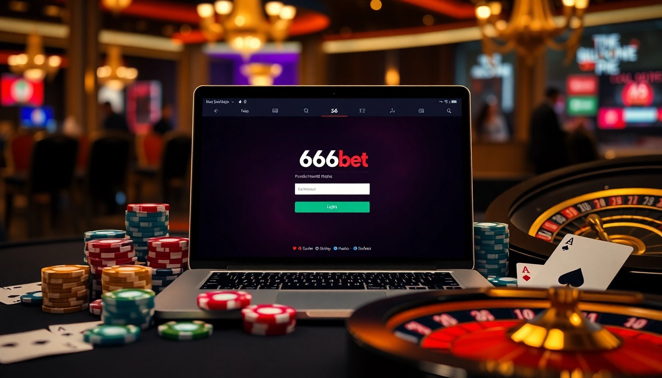 Engaging visual of the 6666bet Login interface set amid poker chips and cards.