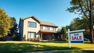 Real Estate home for sale surrounded by nature emphasizes the opportunity for new ownership.