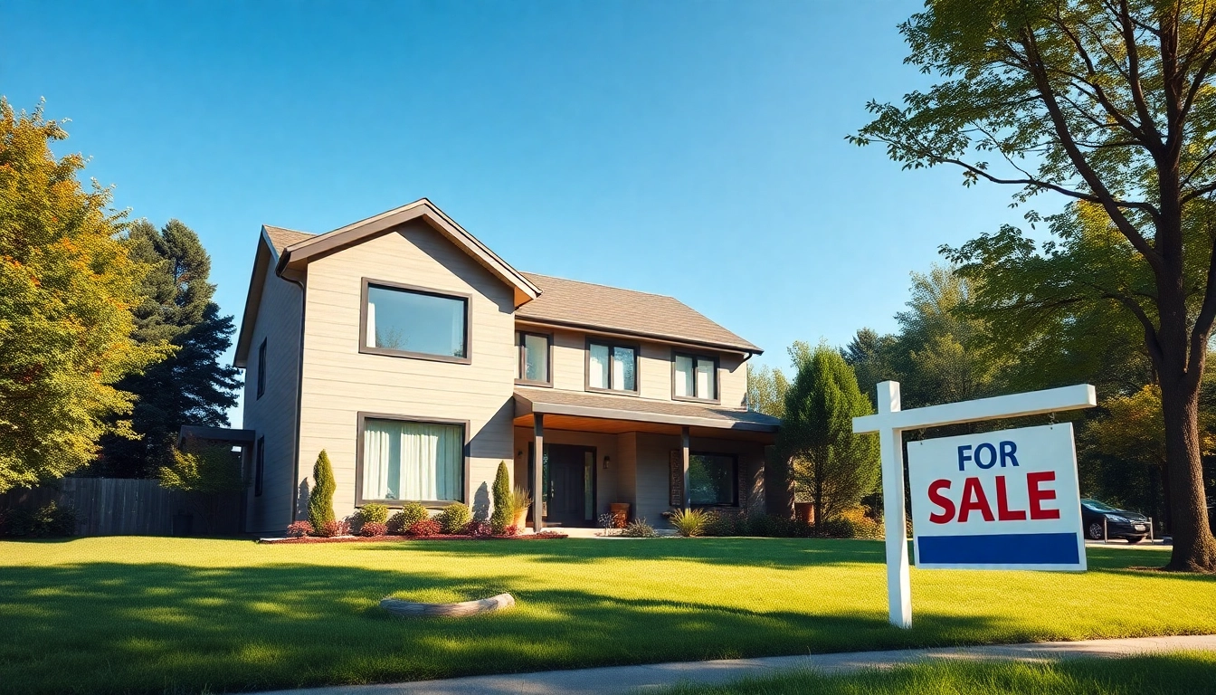 Real Estate home for sale surrounded by nature emphasizes the opportunity for new ownership.