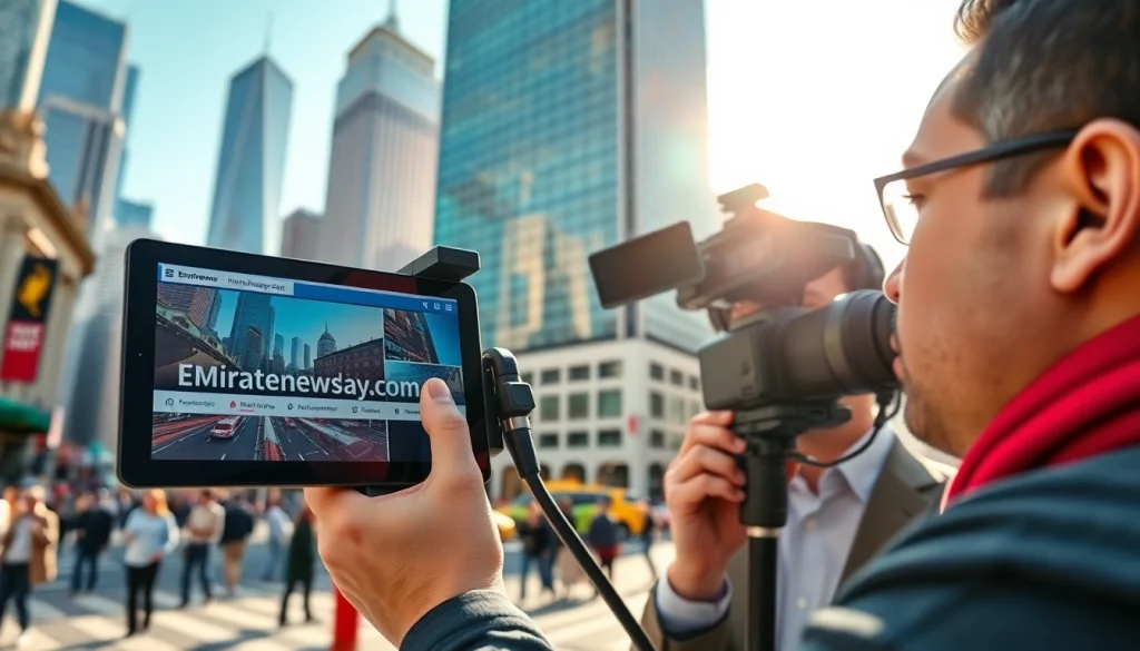 تقديم أخبار حية من قبل صحفي حول موقع Emiratenewsday.com في مدينة نشطة.