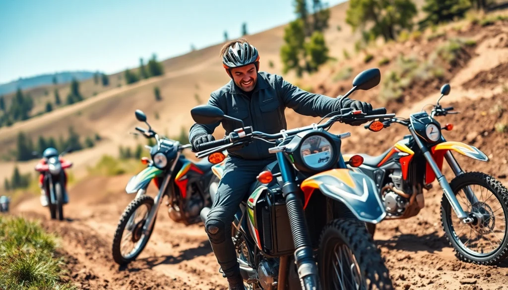 Explore motorcycles at https://relevance.com.ua in a dynamic outdoor setting focused on adventure.