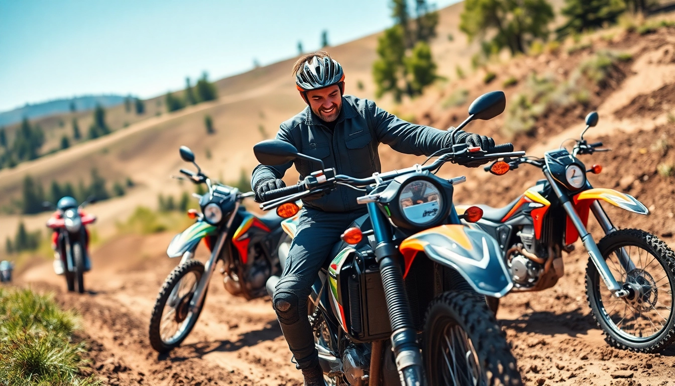 Explore motorcycles at https://relevance.com.ua in a dynamic outdoor setting focused on adventure.
