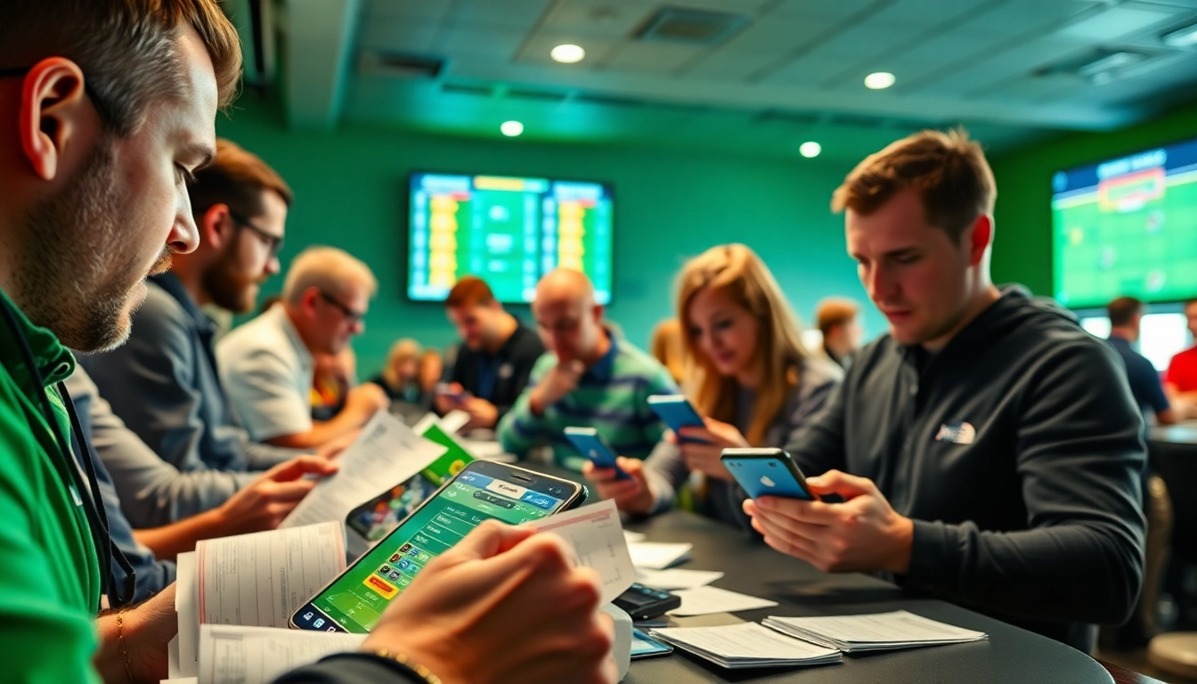 Engaged sports betting in Nova Scotia with vibrant betting slips and mobile apps.