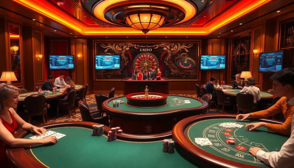 Experience excitement at https://kingarthurcafe.com/menu with vibrant casino tables, cards, and roulette wheels.