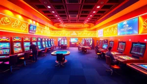 Exciting casino gaming scene depicting fly88 com experience with vibrant colors and dynamic elements.