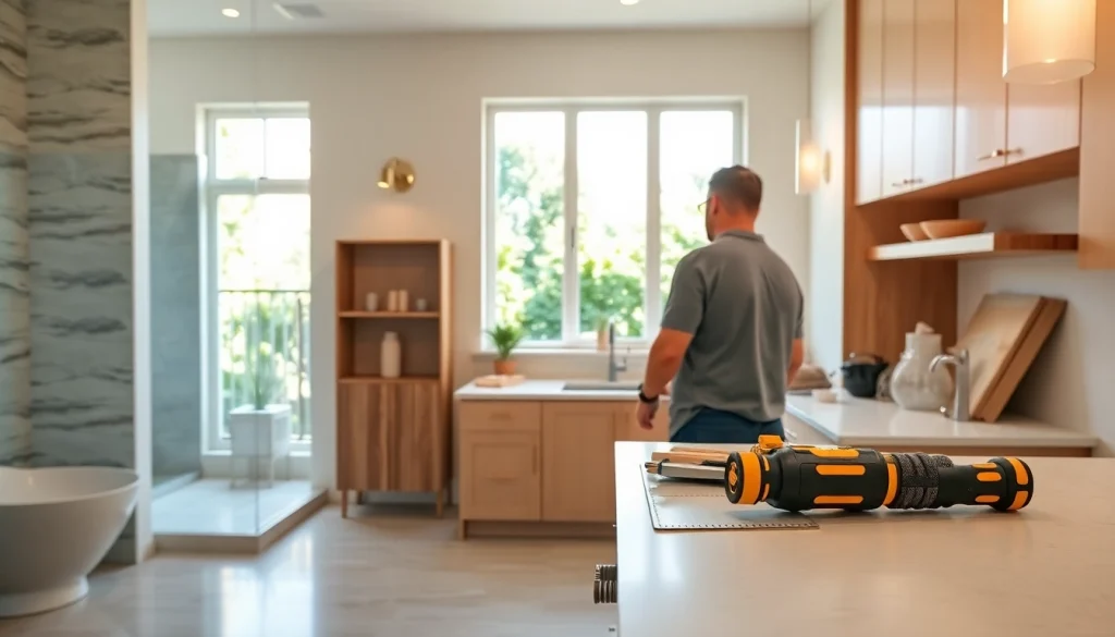 Transform your space with a stunning home renovation featuring elegant kitchens and bathrooms.