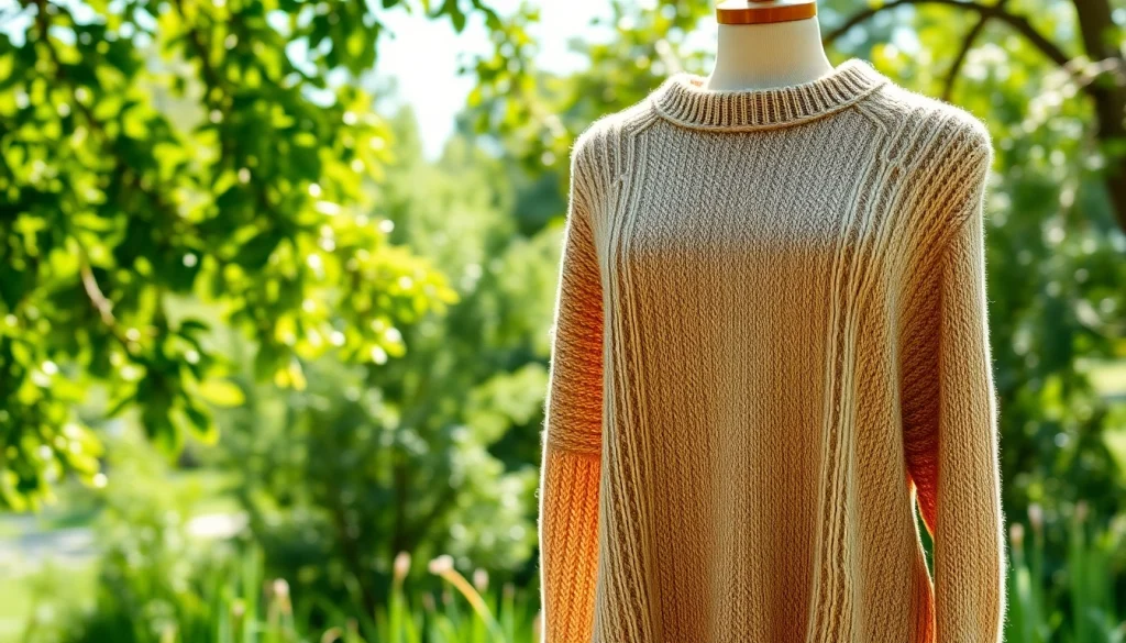 Admire handcrafted luxury at https://www.ound-ound.com, featuring a beautifully knitted garment in nature.