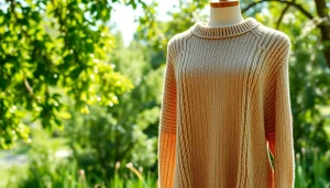 Admire handcrafted luxury at https://www.ound-ound.com, featuring a beautifully knitted garment in nature.