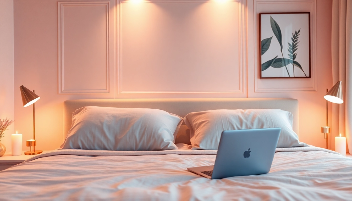 Cozy bedroom setting illustrating the concept of sex ai with warm lighting and modern decor.