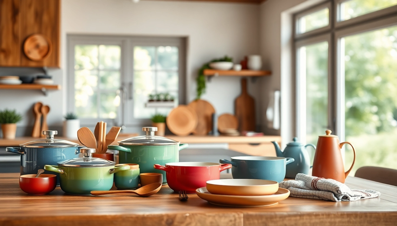 Explore kitchenware gift ideas NZ in a vibrant kitchen setting with elegant cookware and utensils.