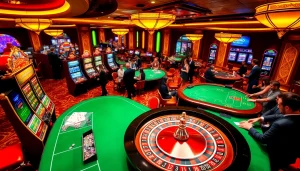 Casino QH88 features vibrant gaming tables and players enjoying high-stakes excitement.