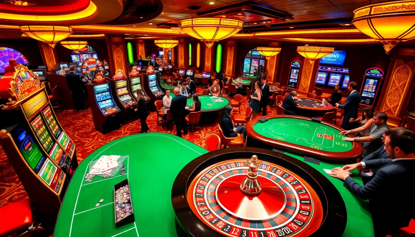 Casino QH88 features vibrant gaming tables and players enjoying high-stakes excitement.