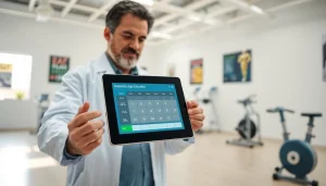 Calculate your metabolic age calculator with a professional health expert in a modern clinic.