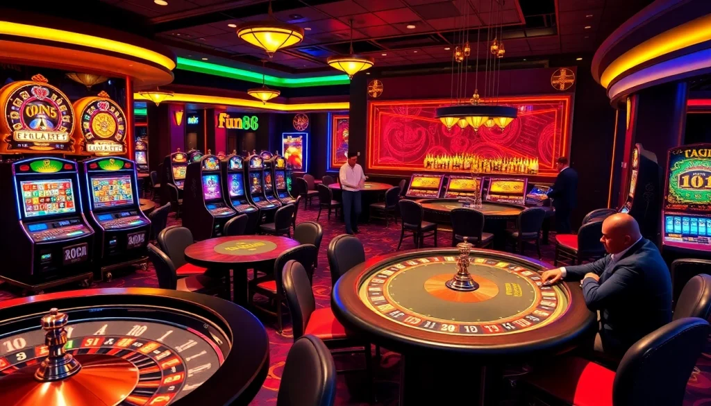 Players enjoying an exciting gambling experience at Fun88 casino tables filled with action.
