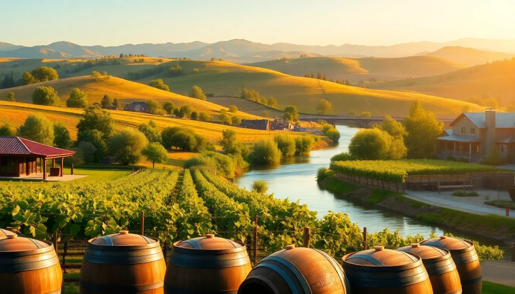 Experience the scenic beauty of Clarksburg CA with serene vineyards and the Sacramento River.