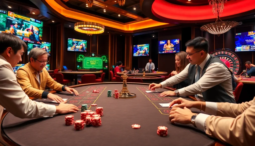 Engaging players at a lively casino table representing https://bong99.pro/ excitement.