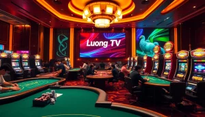 Experience thrilling gaming at Lương Sơn TV, featuring vibrant casino tables and engaging players.