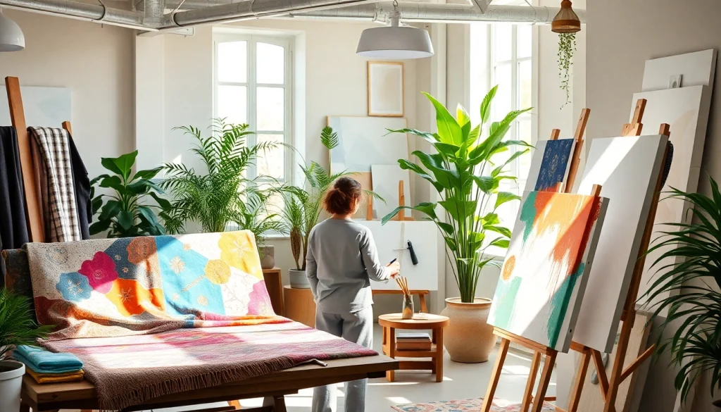 Visiter fredericjulien-design.fr pour découvrir un studio d'art contemporain éclairé, avec un artiste au travail.