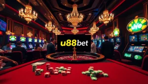 Engaging roulette game scene at u888bet, with colorful chips and vibrant casino atmosphere.