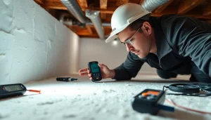 Inspecting a crawl space at http://newleafcrawlspace.com with professional tools for a clean and safe environment.