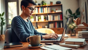 Créer du contenu inspirant sur anneduboc.fr dans un bureau confortable et bien éclairé.
