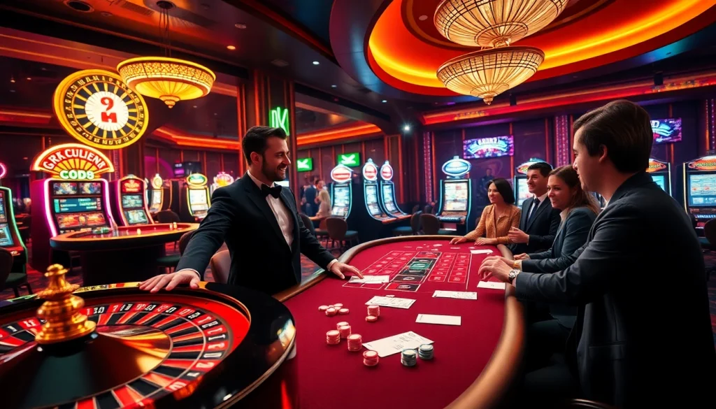 Experience the thrill of winning at https://go99.cheap/ with a vibrant casino scene featuring roulette, poker, and slot machines.