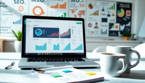 Implement effective SEO strategies in a modern digital marketing workspace.