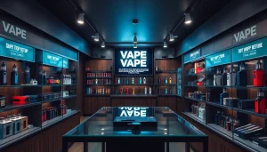 Showcase of various box mods in a modern vape shop, highlighting design and innovation.