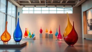 Admirez l'art en verre du kostaboda-artgallery.fr dans une installation élégante et colorée.