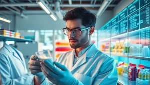 Fournisseur d édulcorants analysant diverses formes d'édulcorants dans un laboratoire moderne.