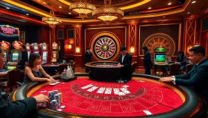 Players engage at a Baccarat table in a glamorous casino scene, embodying the spirit of XX88.
