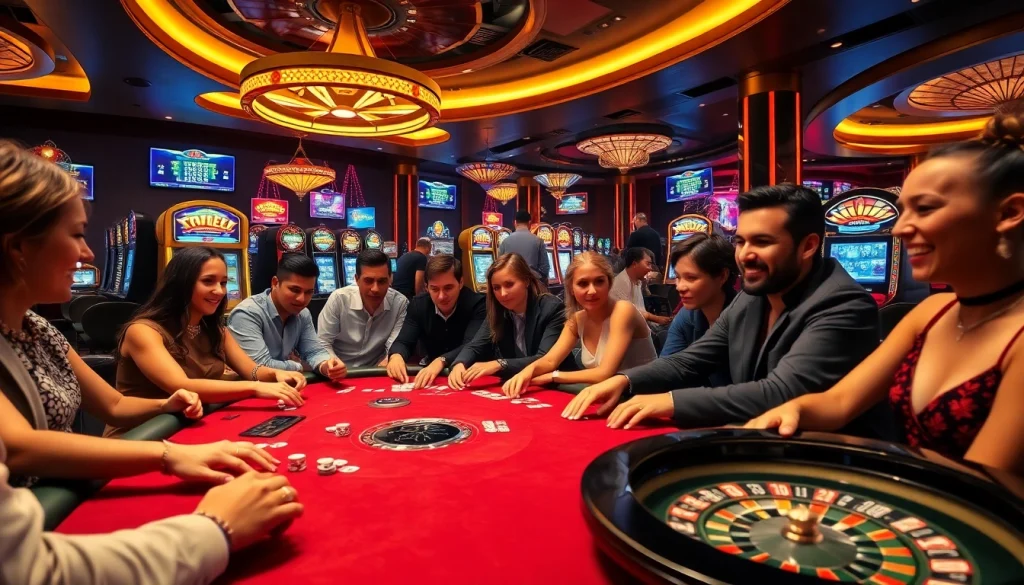 Engaging players at Thabet casino enjoying vibrant poker games and exciting gambling activities.