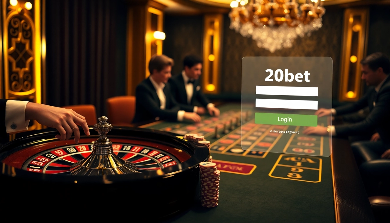 Experience the thrill of the casino as players engage with the 20bet Login interface amidst vibrant gaming elements.