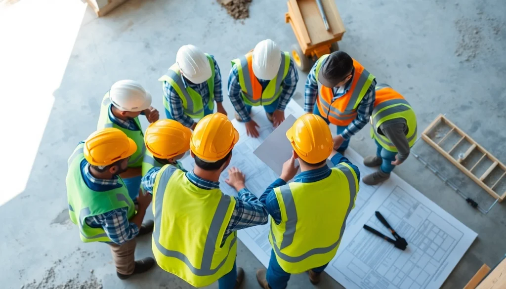 Showcase of a construction association North Carolina workers demonstrating teamwork on-site.