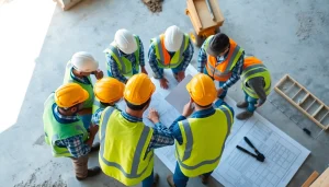 Showcase of a construction association North Carolina workers demonstrating teamwork on-site.