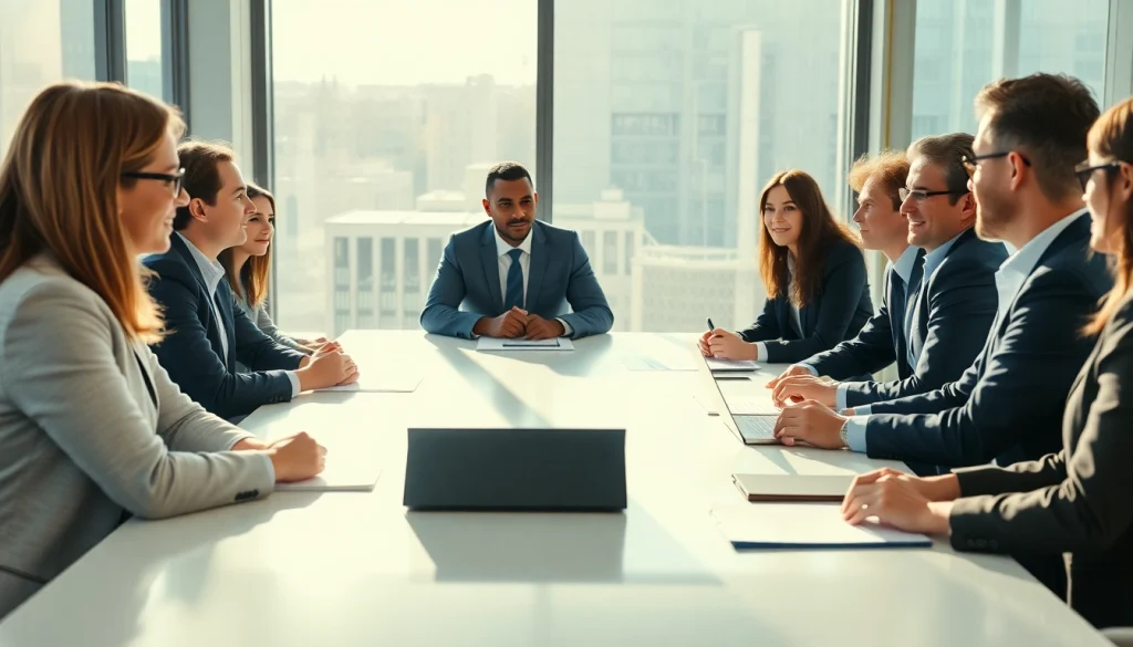 Engaged professionals in a business meeting showcasing collaboration and productivity.