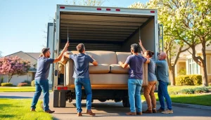 Efficient Furniture Removals Wollongong team expertly lifting a vintage sofa into a moving truck.