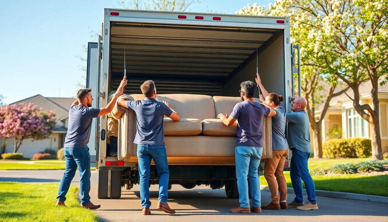 Efficient Furniture Removals Wollongong team expertly lifting a vintage sofa into a moving truck.