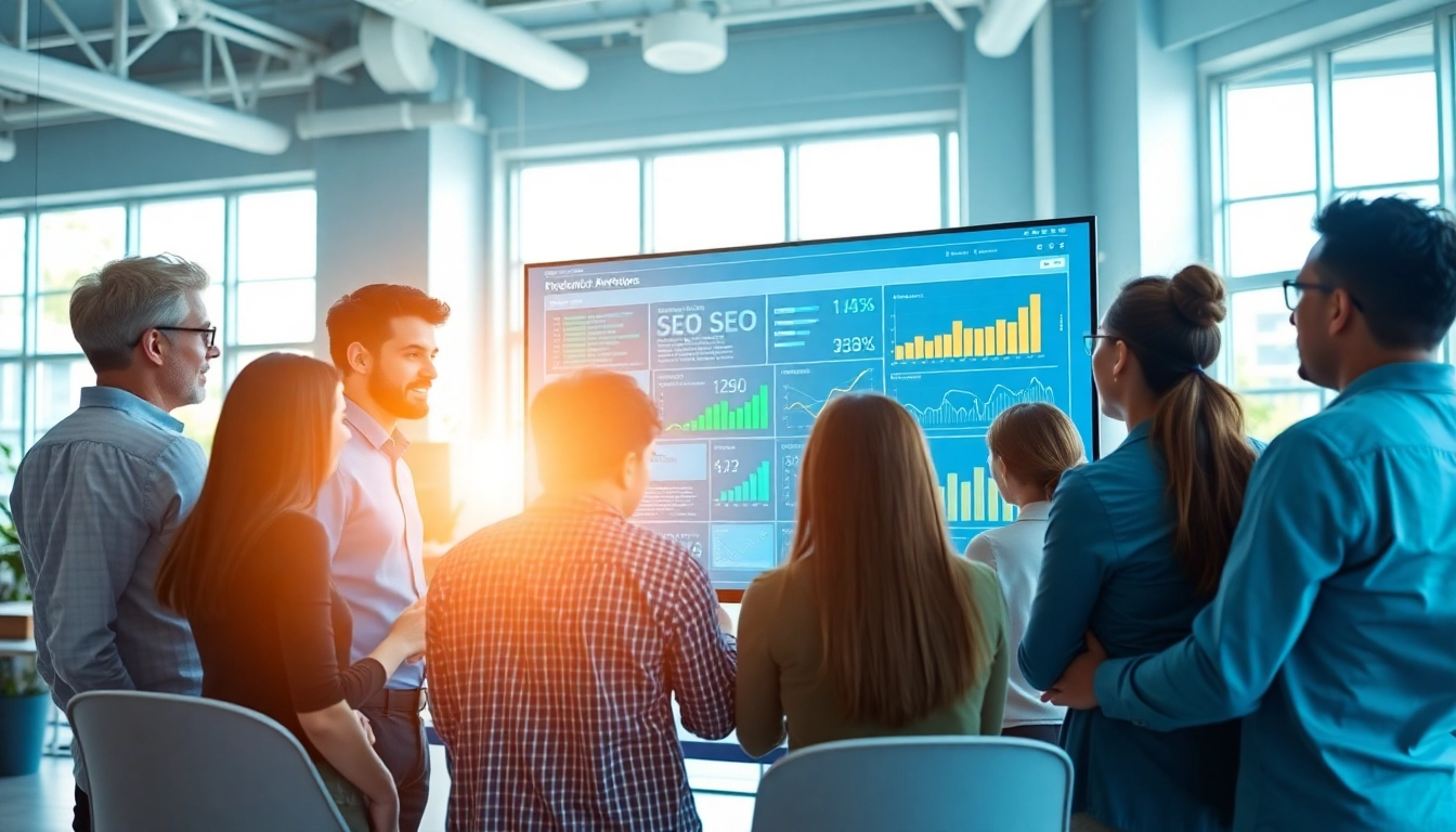 Enhance your SEO strategy with collaborative digital marketers analyzing metrics.
