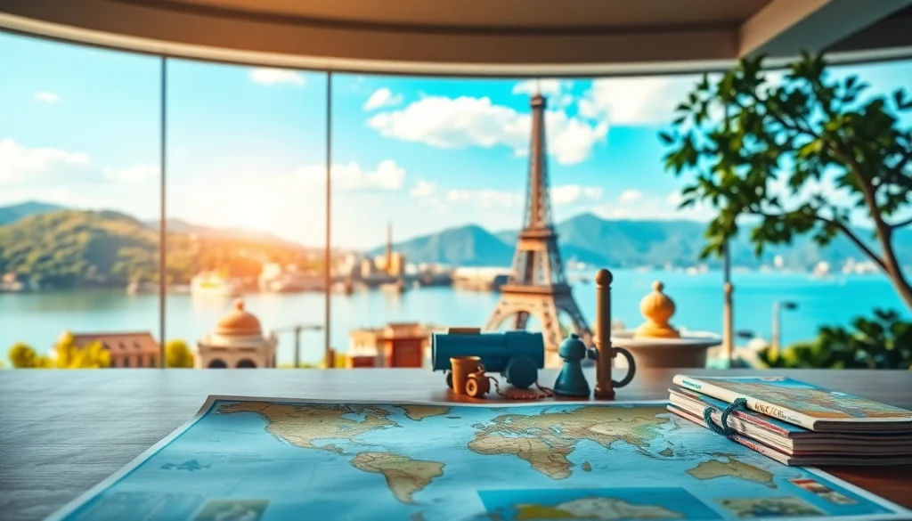 Nuvelios.org에서 제공하는 여행 계획 플랫폼과 여행지의 흐름을 강조한 비주얼