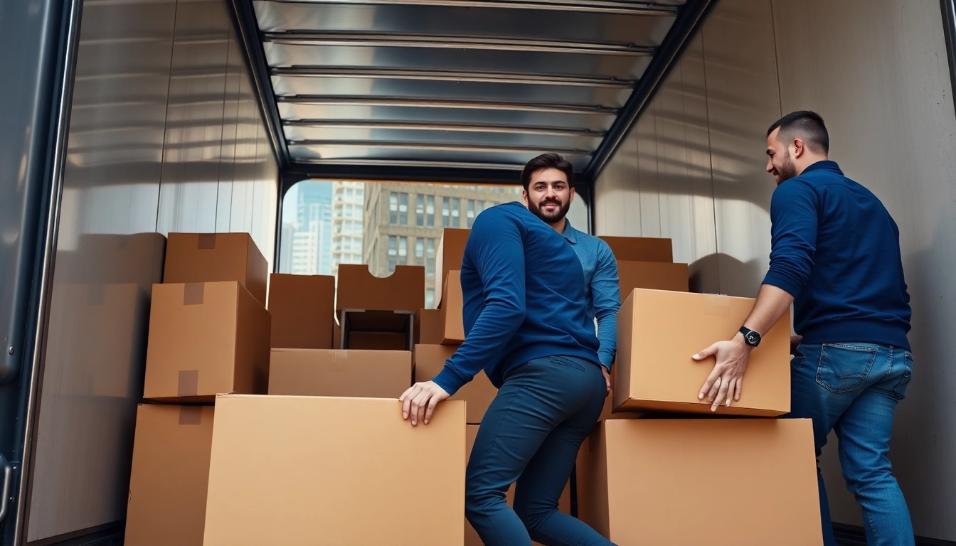 Expert province to province movers demonstrating teamwork while loading a truck.