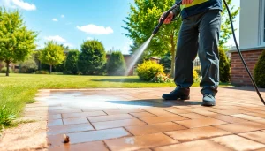 High-pressure cleaning of pavements by SureClean, showcasing effective visokotlačno čiščenje tlakovcev.