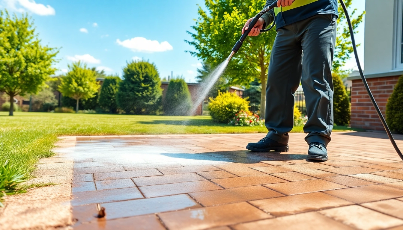 High-pressure cleaning of pavements by SureClean, showcasing effective visokotlačno čiščenje tlakovcev.