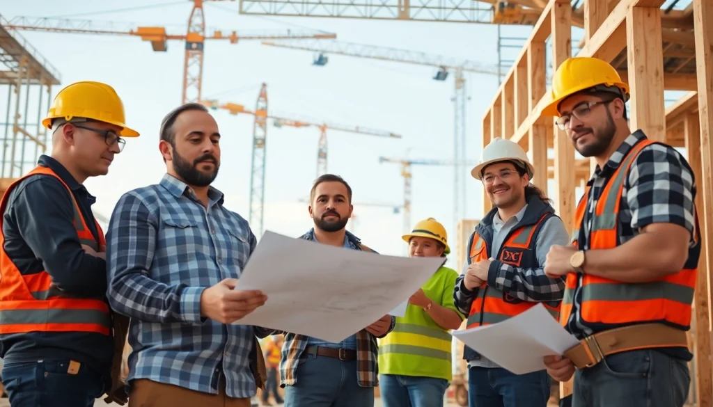 Showcase of dynamic careers in construction highlighting teamwork and various trades.