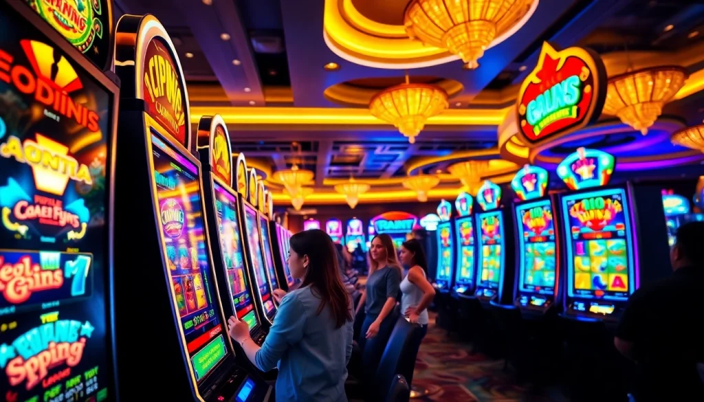 Permainan slot Istana777 dengan pencahayaan cerah dan suasana kasino yang penuh kegembiraan.