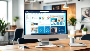 Engaging user interface of an Instagram smm panel displayed in a modern workspace.