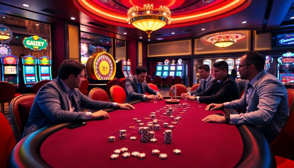 Experience thrilling games at https://www.god345.co/ with players engaging at a luxurious casino table.